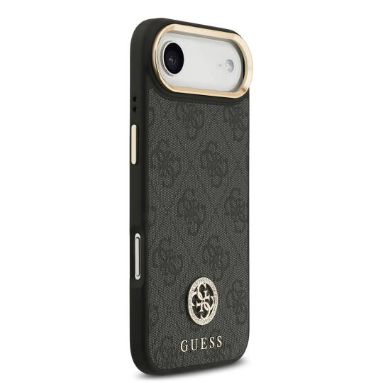 Apple iPhone 17 Air Kılıf Guess Orjinal Lisanslı M-safe Şarj Özellikli Gold Metal Kamera Çerçeveli Taşlı 4G Logolu Kapak - 13