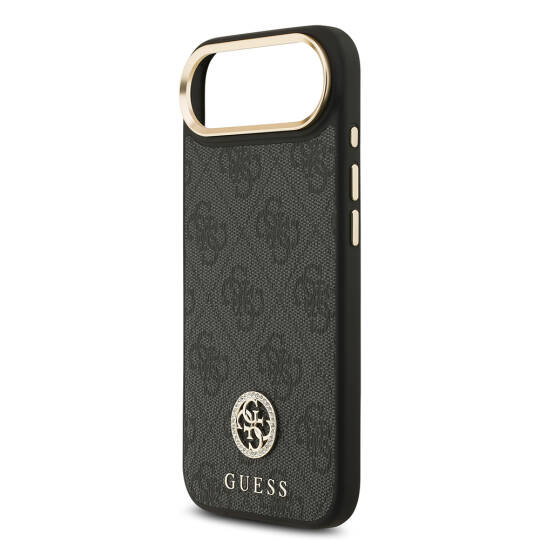 Apple iPhone 17 Air Kılıf Guess Orjinal Lisanslı M-safe Şarj Özellikli Gold Metal Kamera Çerçeveli Taşlı 4G Logolu Kapak - 15