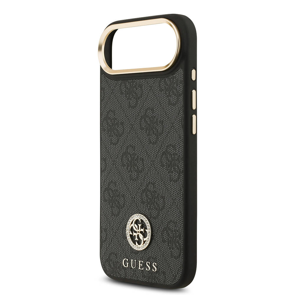 Apple iPhone 17 Air Kılıf Guess Orjinal Lisanslı M-safe Şarj Özellikli Gold Metal Kamera Çerçeveli Taşlı 4G Logolu Kapak - 15