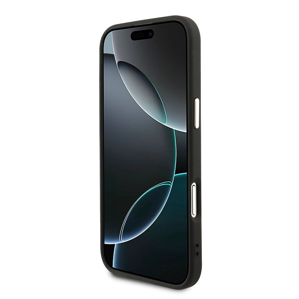 Apple iPhone 17 Air Kılıf Guess Orjinal Lisanslı M-safe Şarj Özellikli Gold Metal Kamera Çerçeveli Taşlı Üçgen Logo 4G Desenli Kapak - 8