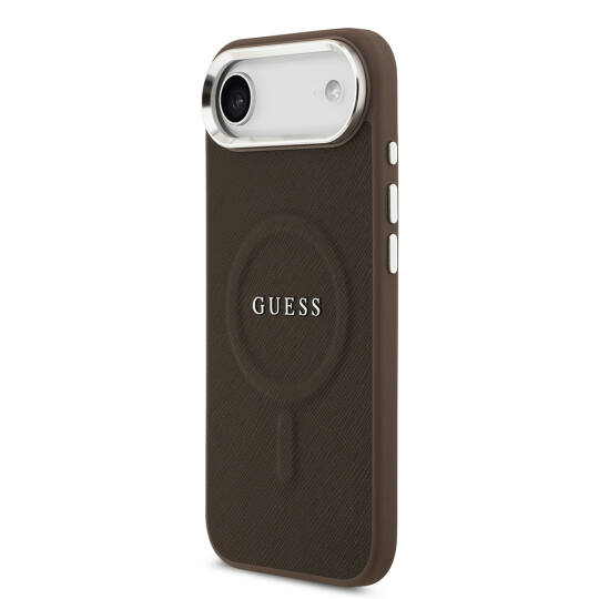 Apple iPhone 17 Air Kılıf Guess Orjinal Lisanslı M-safe Şarj Özellikli Klasik Yazı Logolu PU Deri Kapak - 4