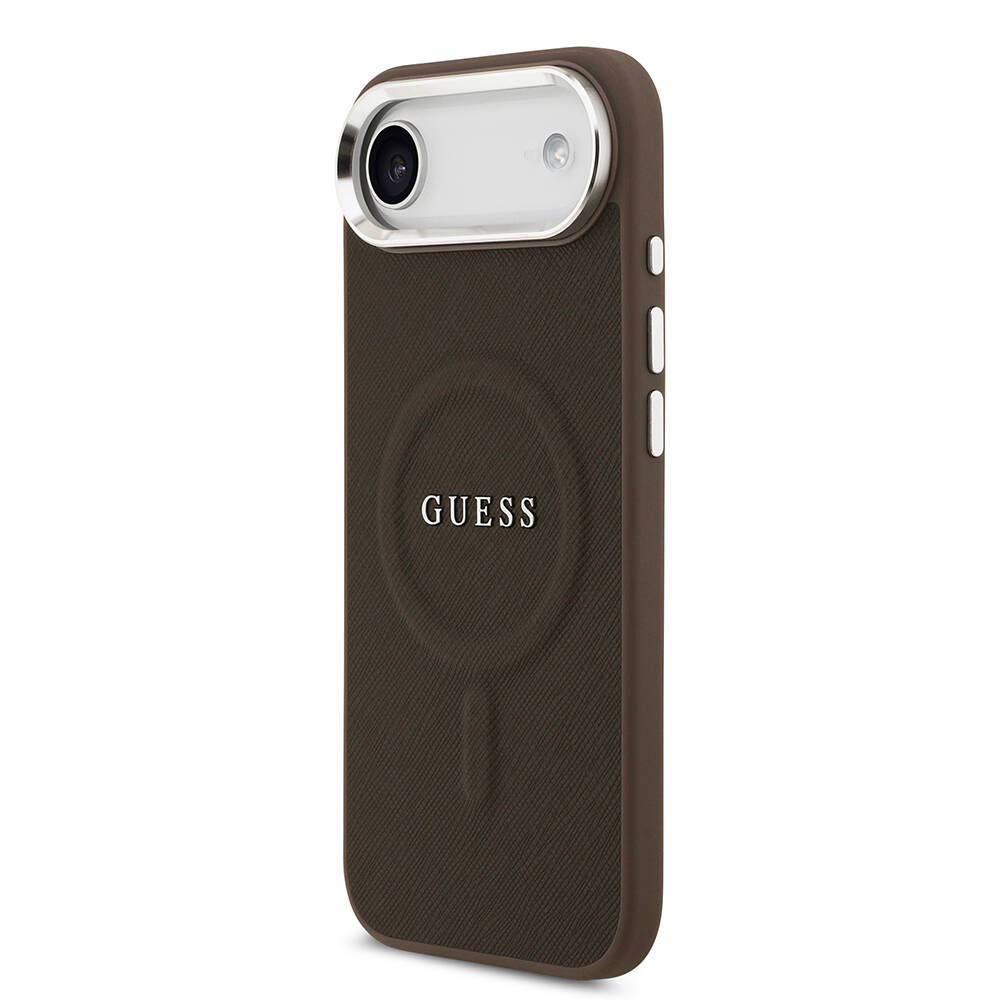 Apple iPhone 17 Air Kılıf Guess Orjinal Lisanslı M-safe Şarj Özellikli Klasik Yazı Logolu PU Deri Kapak - 4
