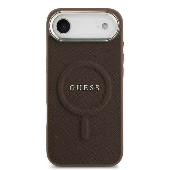 Apple iPhone 17 Air Kılıf Guess Orjinal Lisanslı M-safe Şarj Özellikli Klasik Yazı Logolu PU Deri Kapak - 5