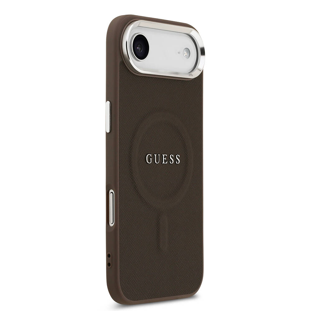 Apple iPhone 17 Air Kılıf Guess Orjinal Lisanslı M-safe Şarj Özellikli Klasik Yazı Logolu PU Deri Kapak - 6