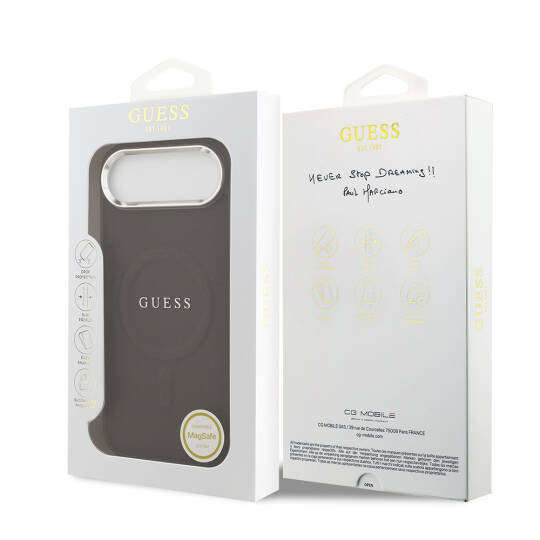 Apple iPhone 17 Air Kılıf Guess Orjinal Lisanslı M-safe Şarj Özellikli Klasik Yazı Logolu PU Deri Kapak - 16