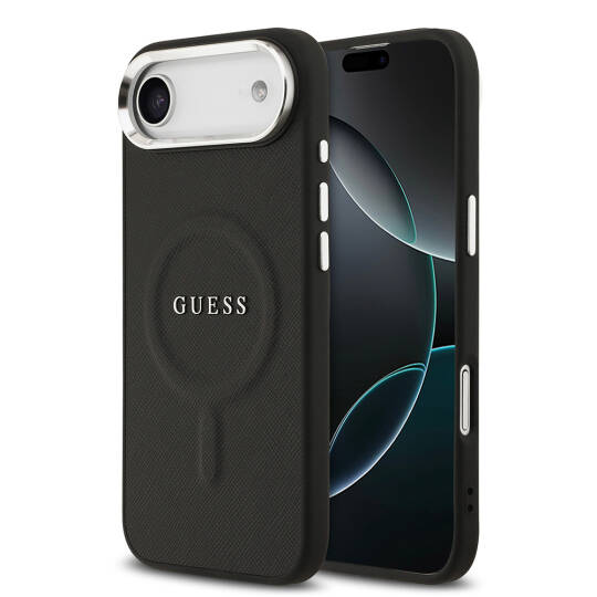 Apple iPhone 17 Air Kılıf Guess Orjinal Lisanslı M-safe Şarj Özellikli Klasik Yazı Logolu PU Deri Kapak