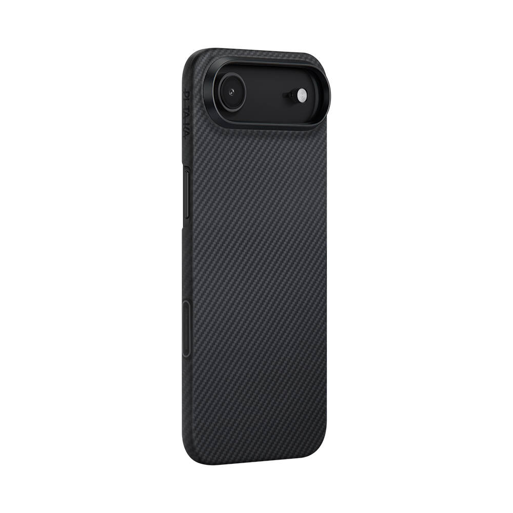 Apple iPhone 17 Air Kılıf M-safe Şarj Özellikli 1500D Aramid Karbon Fiber Pitaka Ultra-Slim Classic Serisi Black-Grey Twill Kapak - 3