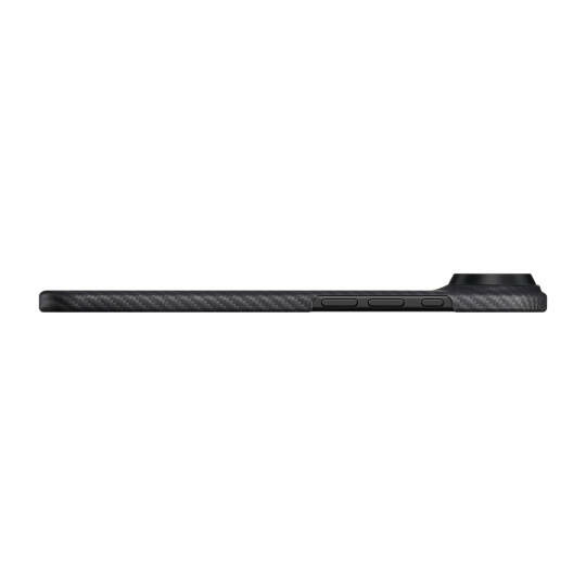Apple iPhone 17 Air Kılıf M-safe Şarj Özellikli 1500D Aramid Karbon Fiber Pitaka Ultra-Slim Classic Serisi Black-Grey Twill Kapak - 5