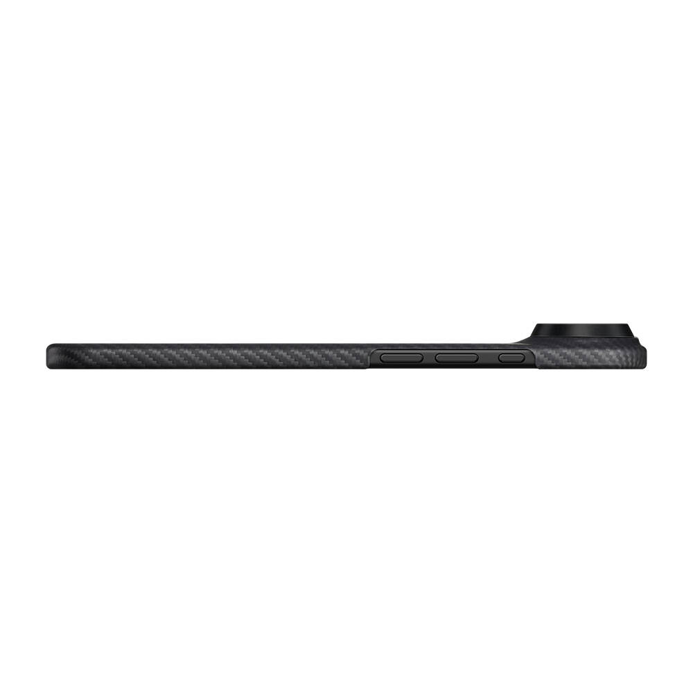 Apple iPhone 17 Air Kılıf M-safe Şarj Özellikli 1500D Aramid Karbon Fiber Pitaka Ultra-Slim Classic Serisi Black-Grey Twill Kapak - 5