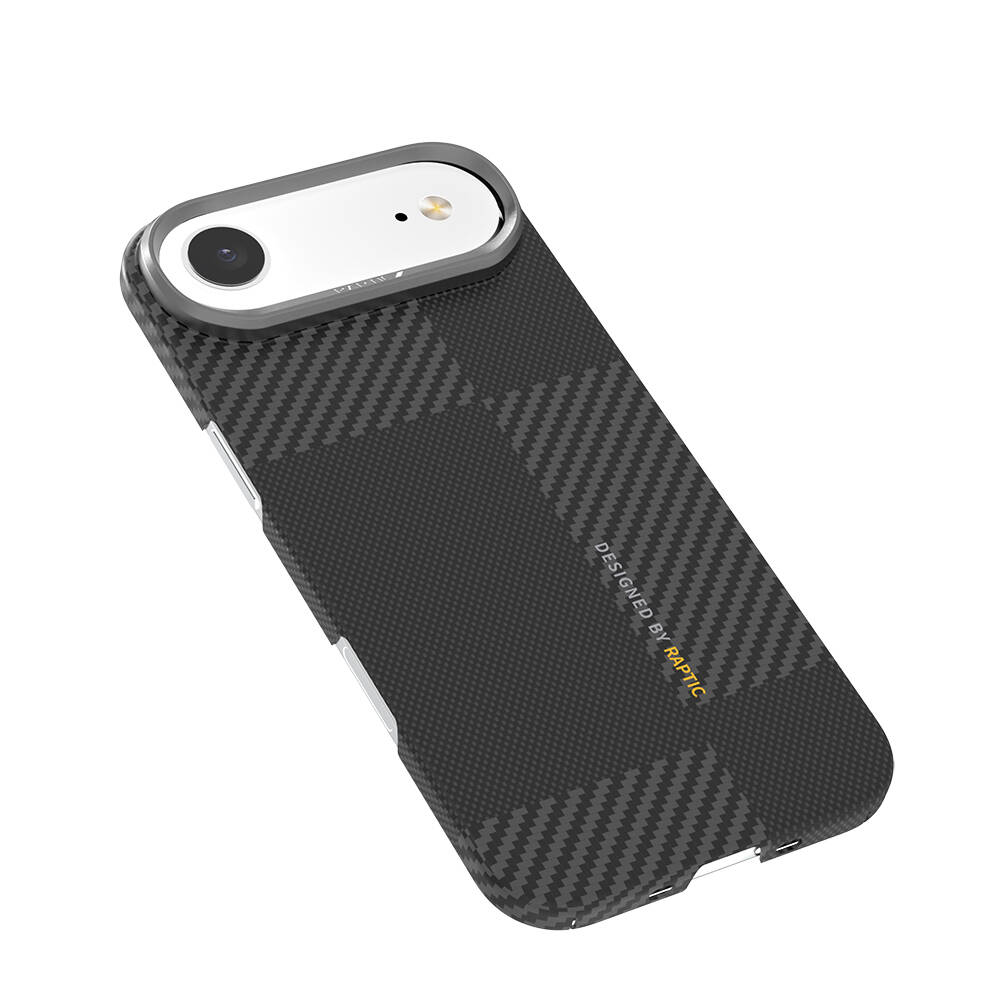 Apple iPhone 17 Air Kılıf M-safe Şarj Özellikli 600D Metal Kamera Çerçeveli Raptic Aramid Karbon Fiber Geotik Serisi Kapak - 3