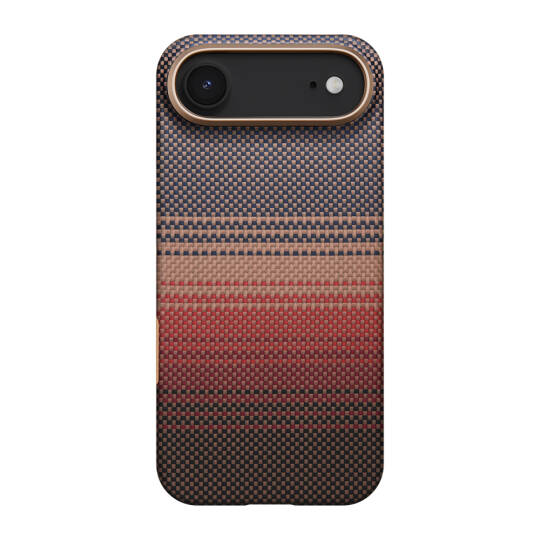 Apple iPhone 17 Air Kılıf M-safe Şarj Özellikli Aramid Karbon Fiber Pitaka Tactile Woven Sunset-Moonrise Serisi Kapak - 3