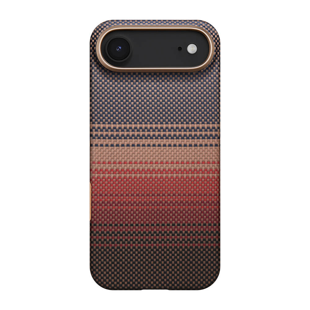 Apple iPhone 17 Air Kılıf M-safe Şarj Özellikli Aramid Karbon Fiber Pitaka Tactile Woven Sunset-Moonrise Serisi Kapak - 3