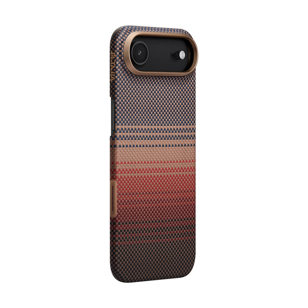 Apple iPhone 17 Air Kılıf M-safe Şarj Özellikli Aramid Karbon Fiber Pitaka Tactile Woven Sunset-Moonrise Serisi Kapak - 4