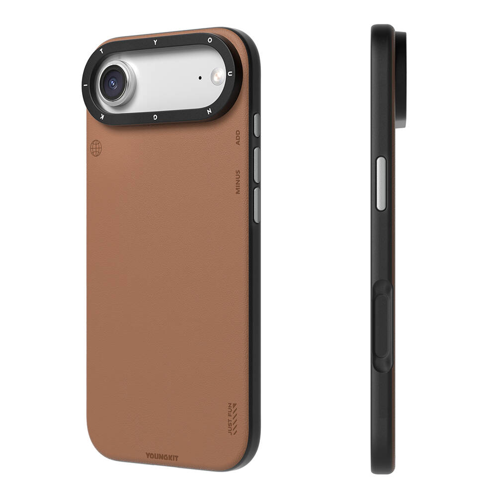 Apple iPhone 17 Air Kılıf M-safe Şarj Özellikli Basit Mat Deri Desenli Youngkit Tech Fashion Serisi Kapak - 6