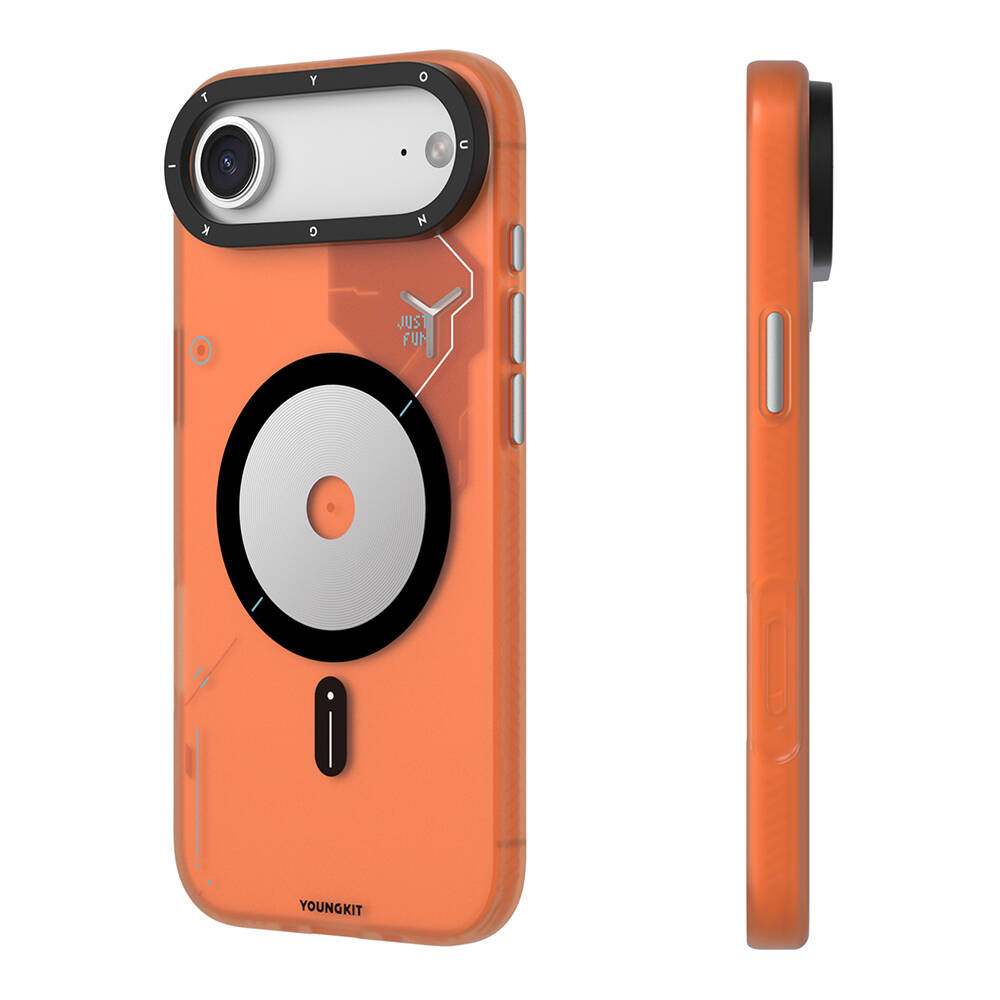 Apple iPhone 17 Air Kılıf M-safe Şarj Özellikli Disk Desenli Youngkit Disc Battle Kapak - 5