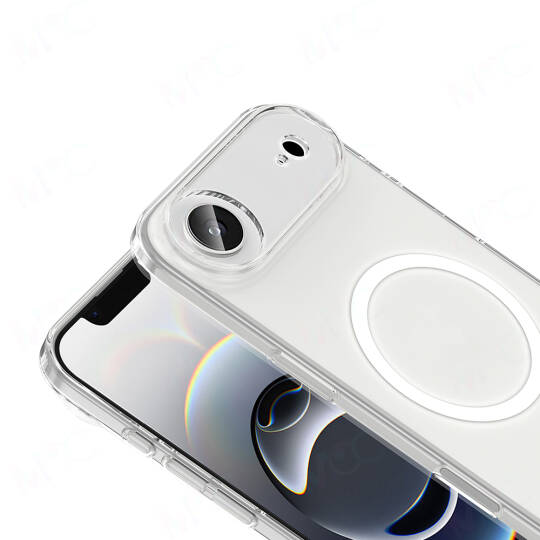 Apple iPhone 17 Air Kılıf Zore M-safe Şarj Özellikli Şeffaf Kamera Çerçeveli Porto Kapak - 4