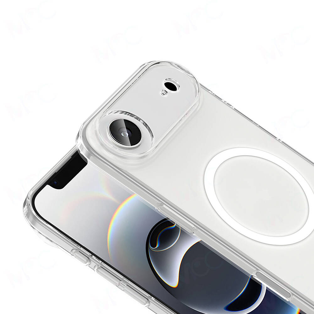 Apple iPhone 17 Air Kılıf Zore M-safe Şarj Özellikli Şeffaf Kamera Çerçeveli Porto Kapak - 4