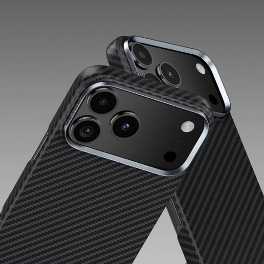 Apple iPhone 17 Kılıf Benks M-safe Şarj Özellikli Metal Kamera Çerçeveli Magnetik ArmorAir 600D Kevlar Karbon Fiber Kapak - 3