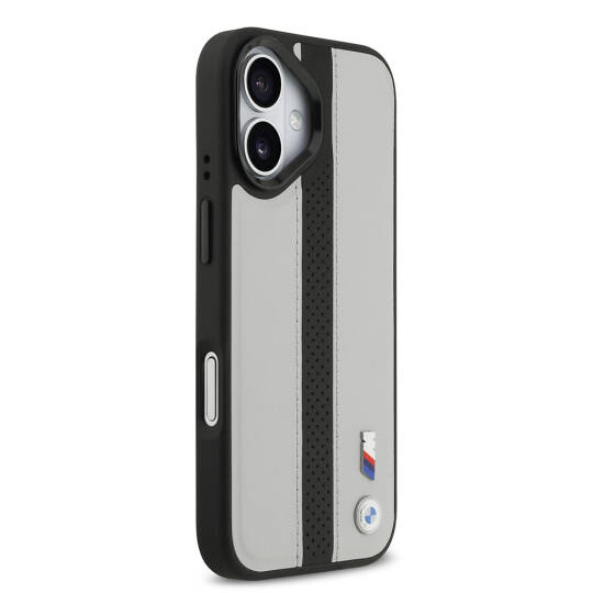 Apple iPhone 17 Kılıf BMW Orjinal Lisanslı M-safe Şarj Özellikli Deri Arka Yüzey Metal Logolu Delikli Şerit Tasarımlı Kapak - 7