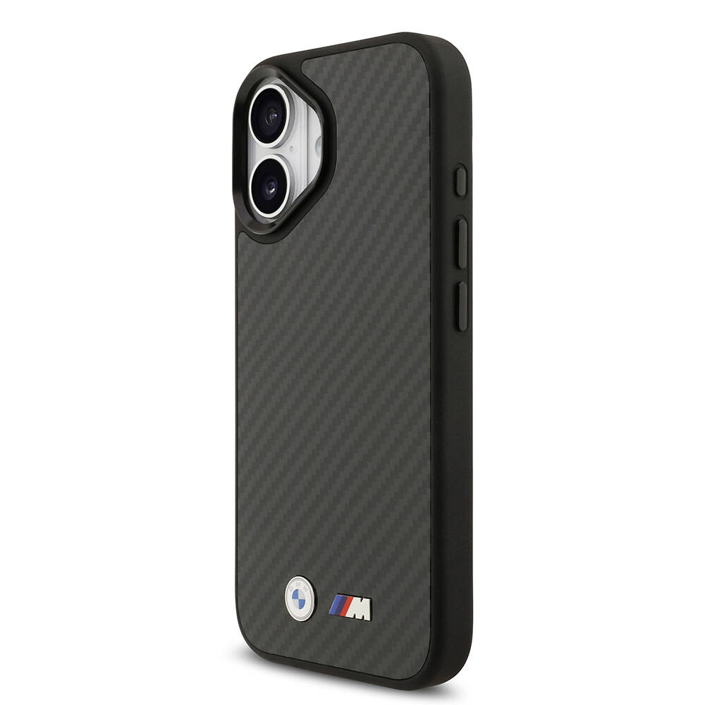 Apple iPhone 17 Kılıf BMW Orjinal Lisanslı M-safe Şarj Özellikli Karbon Fiber Metal Logolu Kapak - 3