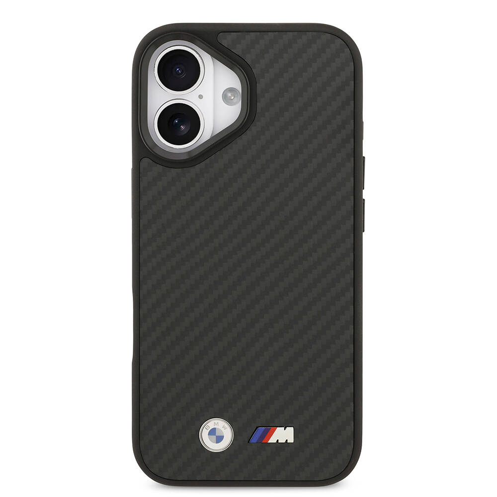 Apple iPhone 17 Kılıf BMW Orjinal Lisanslı M-safe Şarj Özellikli Karbon Fiber Metal Logolu Kapak - 4