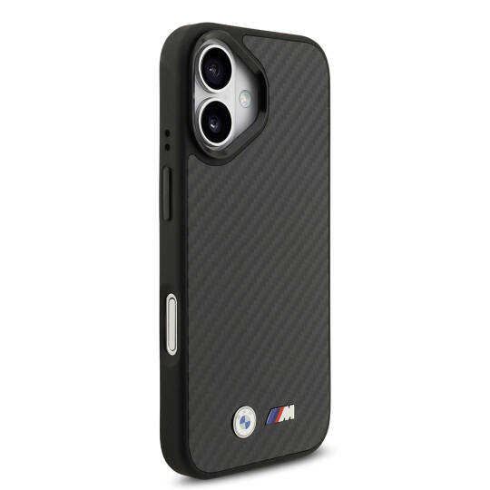 Apple iPhone 17 Kılıf BMW Orjinal Lisanslı M-safe Şarj Özellikli Karbon Fiber Metal Logolu Kapak - 5