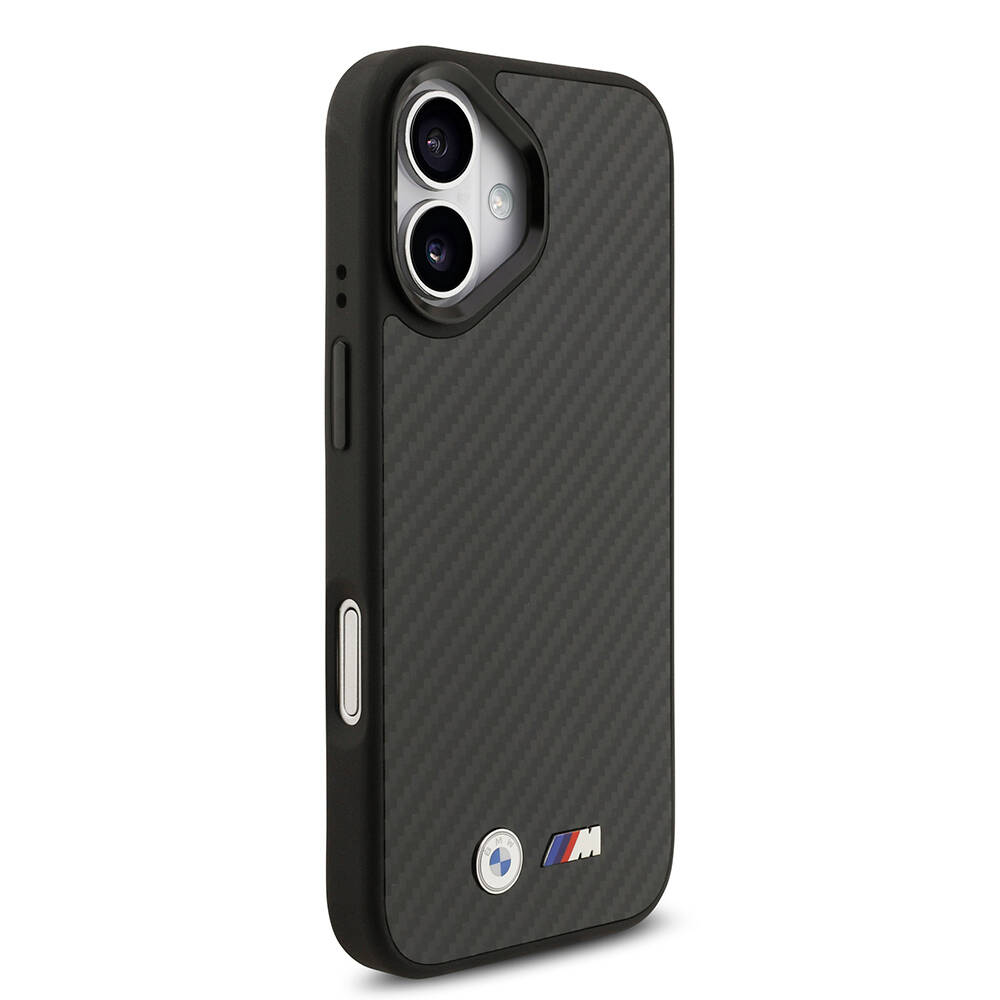 Apple iPhone 17 Kılıf BMW Orjinal Lisanslı M-safe Şarj Özellikli Karbon Fiber Metal Logolu Kapak - 5