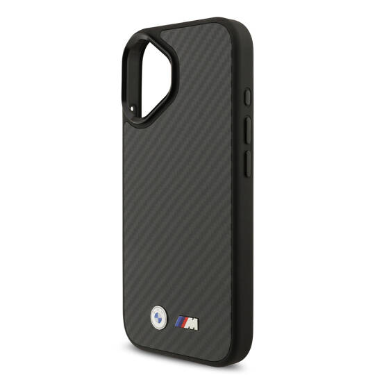 Apple iPhone 17 Kılıf BMW Orjinal Lisanslı M-safe Şarj Özellikli Karbon Fiber Metal Logolu Kapak - 7