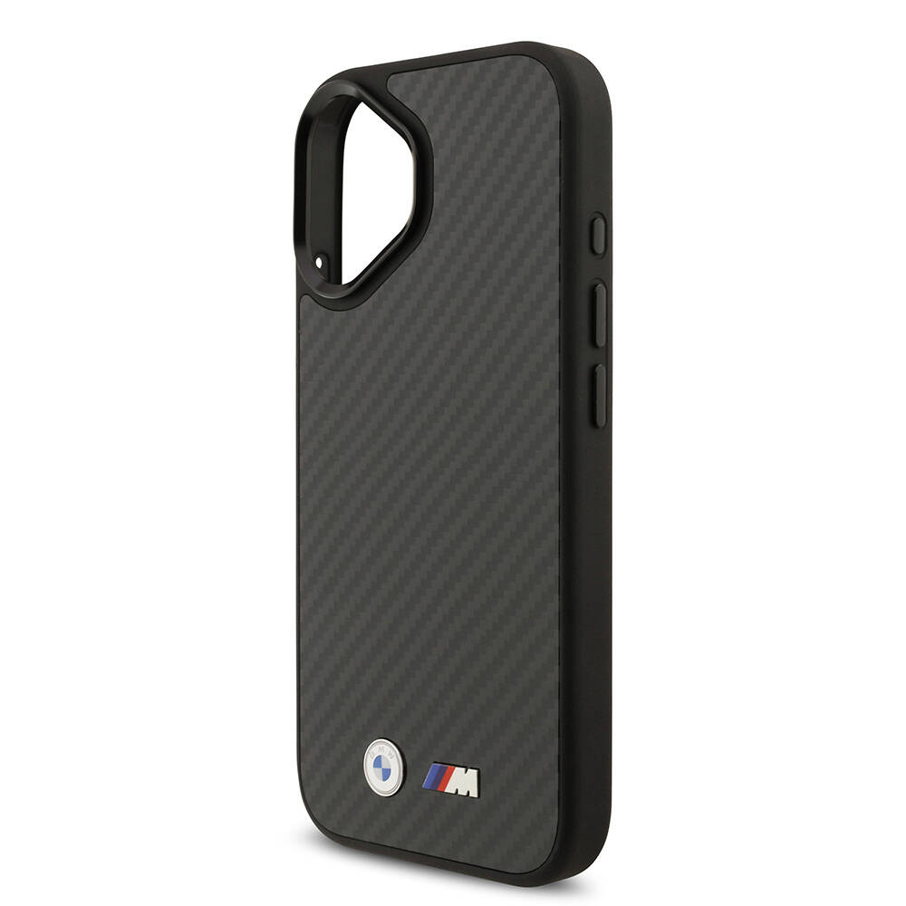 Apple iPhone 17 Kılıf BMW Orjinal Lisanslı M-safe Şarj Özellikli Karbon Fiber Metal Logolu Kapak - 7