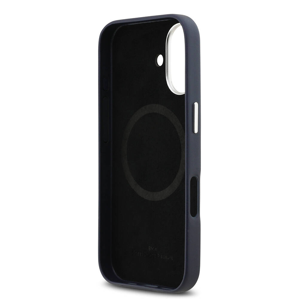 Apple iPhone 17 Kılıf BMW Orjinal Lisanslı M-safe Şarj Özellikli Metal Logolu Tam Kaplama Deri Kapak - 16
