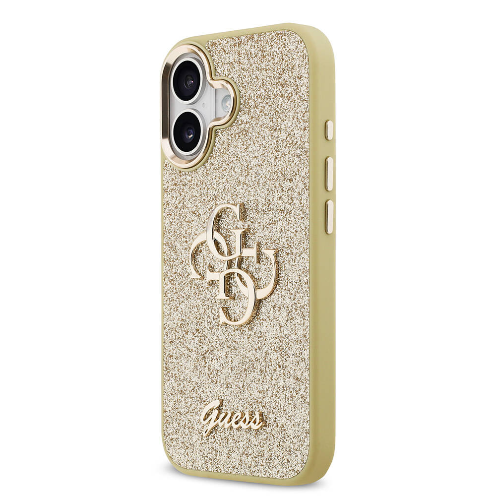 Apple iPhone 17 Kılıf Guess Orjinal Lisanslı 4G Büyük Metal Kamera Çerçeveli ve Logolu Glitter Kapak - 13