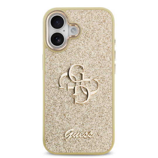 Apple iPhone 17 Kılıf Guess Orjinal Lisanslı 4G Büyük Metal Kamera Çerçeveli ve Logolu Glitter Kapak - 14