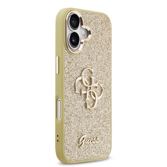 Apple iPhone 17 Kılıf Guess Orjinal Lisanslı 4G Büyük Metal Kamera Çerçeveli ve Logolu Glitter Kapak - 15