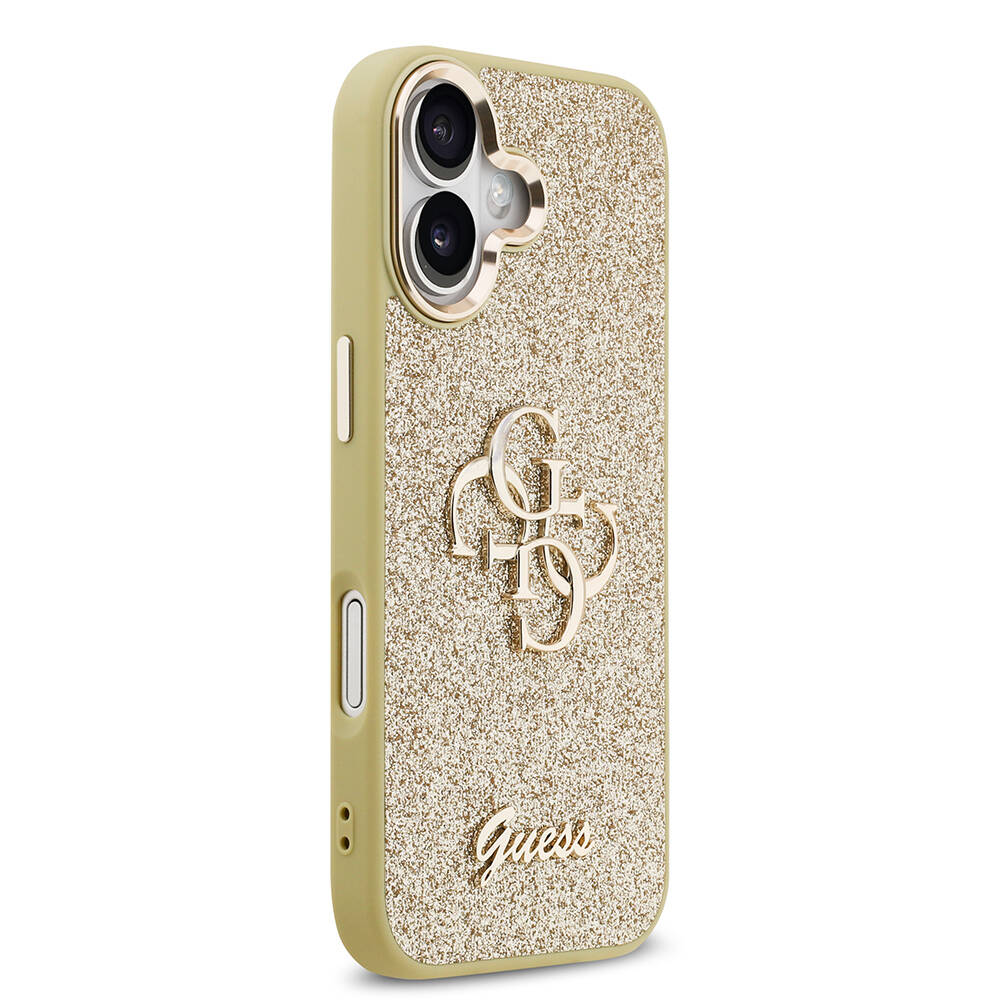 Apple iPhone 17 Kılıf Guess Orjinal Lisanslı 4G Büyük Metal Kamera Çerçeveli ve Logolu Glitter Kapak - 15