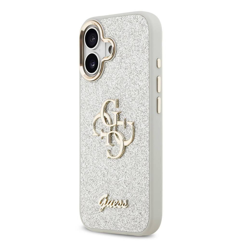 Apple iPhone 17 Kılıf Guess Orjinal Lisanslı 4G Büyük Metal Kamera Çerçeveli ve Logolu Glitter Kapak - 20