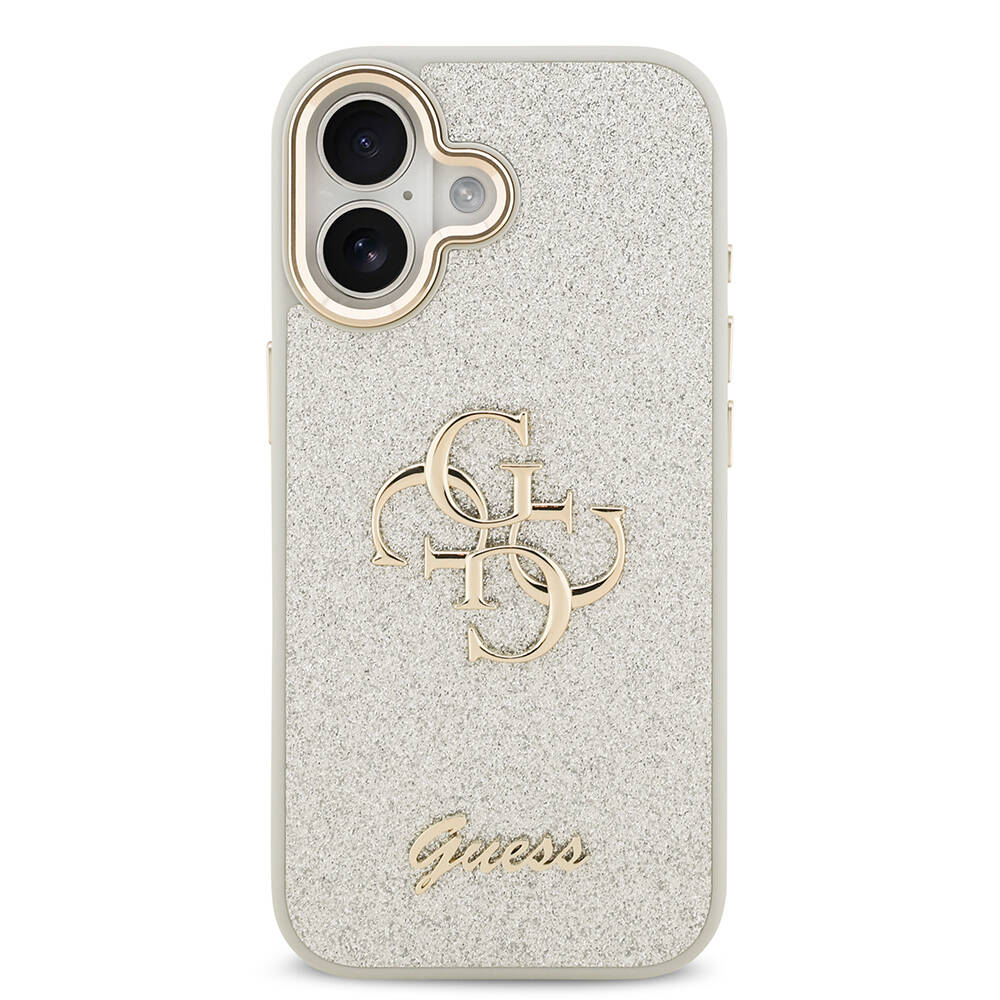 Apple iPhone 17 Kılıf Guess Orjinal Lisanslı 4G Büyük Metal Kamera Çerçeveli ve Logolu Glitter Kapak - 21