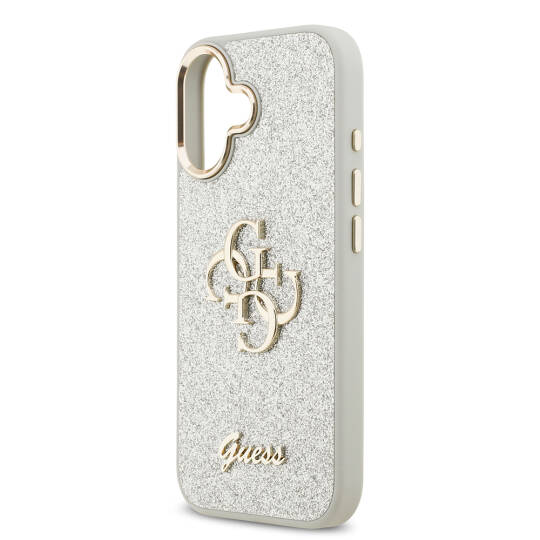 Apple iPhone 17 Kılıf Guess Orjinal Lisanslı 4G Büyük Metal Kamera Çerçeveli ve Logolu Glitter Kapak - 24