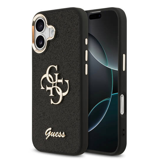 Apple iPhone 17 Kılıf Guess Orjinal Lisanslı 4G Büyük Metal Kamera Çerçeveli ve Logolu Glitter Kapak - 3