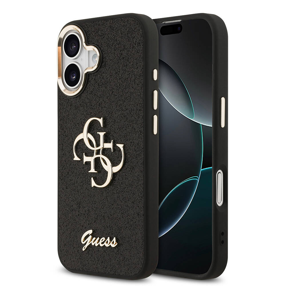 Apple iPhone 17 Kılıf Guess Orjinal Lisanslı 4G Büyük Metal Kamera Çerçeveli ve Logolu Glitter Kapak - 3
