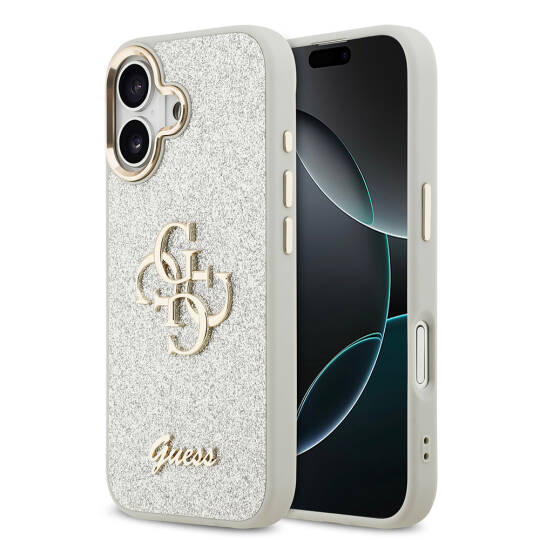Apple iPhone 17 Kılıf Guess Orjinal Lisanslı 4G Büyük Metal Kamera Çerçeveli ve Logolu Glitter Kapak - 2