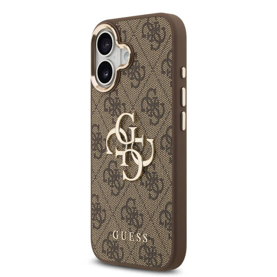 Apple iPhone 17 Kılıf Guess Orjinal Lisanslı Gold Metal Kamera Çerçeveli 4G Desenli Metal Büyük 4G ve Yazı Logolu Kapak - 5