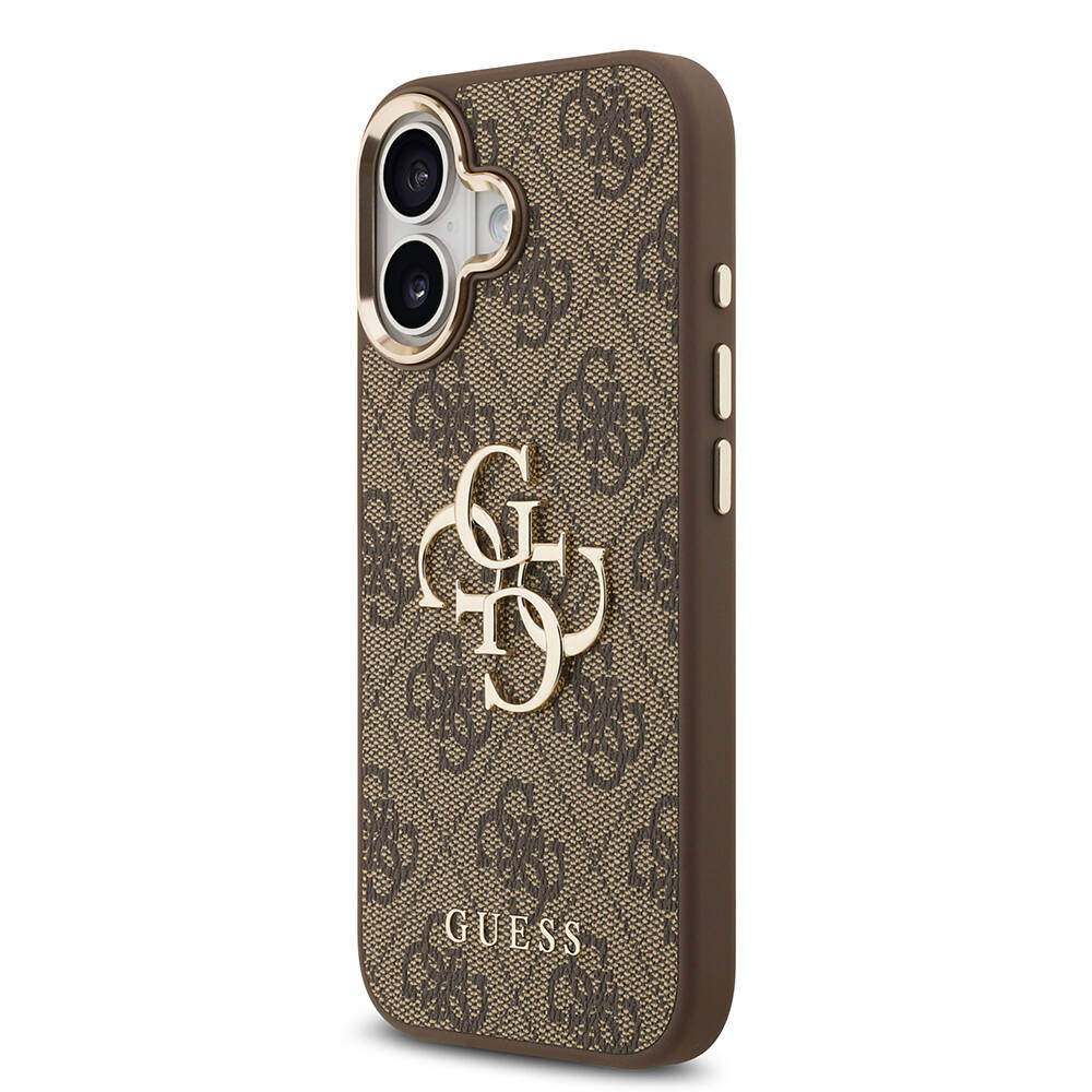 Apple iPhone 17 Kılıf Guess Orjinal Lisanslı Gold Metal Kamera Çerçeveli 4G Desenli Metal Büyük 4G ve Yazı Logolu Kapak - 5