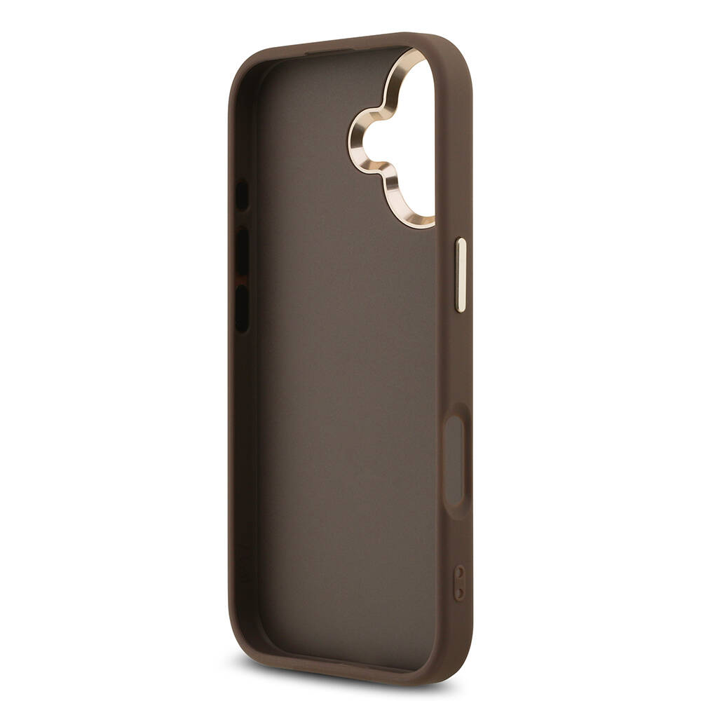 Apple iPhone 17 Kılıf Guess Orjinal Lisanslı Gold Metal Kamera Çerçeveli 4G Desenli Metal Büyük 4G ve Yazı Logolu Kapak - 10