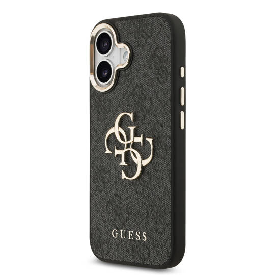 Apple iPhone 17 Kılıf Guess Orjinal Lisanslı Gold Metal Kamera Çerçeveli 4G Desenli Metal Büyük 4G ve Yazı Logolu Kapak - 12