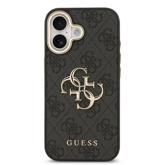 Apple iPhone 17 Kılıf Guess Orjinal Lisanslı Gold Metal Kamera Çerçeveli 4G Desenli Metal Büyük 4G ve Yazı Logolu Kapak - 13