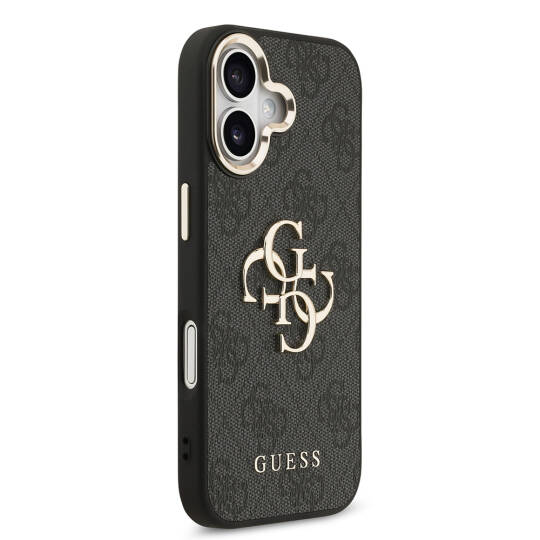 Apple iPhone 17 Kılıf Guess Orjinal Lisanslı Gold Metal Kamera Çerçeveli 4G Desenli Metal Büyük 4G ve Yazı Logolu Kapak - 14