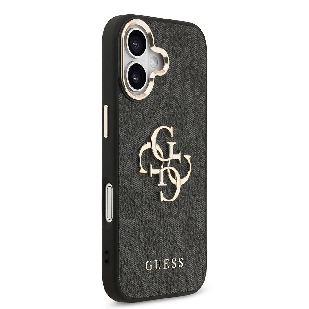 Apple iPhone 17 Kılıf Guess Orjinal Lisanslı Gold Metal Kamera Çerçeveli 4G Desenli Metal Büyük 4G ve Yazı Logolu Kapak - 14