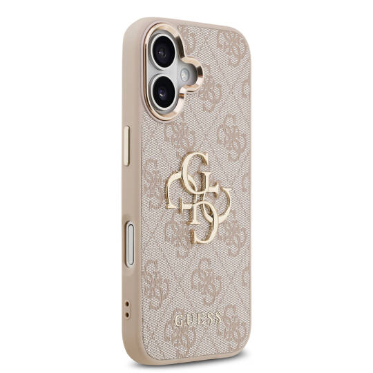 Apple iPhone 17 Kılıf Guess Orjinal Lisanslı Gold Metal Kamera Çerçeveli 4G Desenli Metal Büyük 4G ve Yazı Logolu Kapak - 21