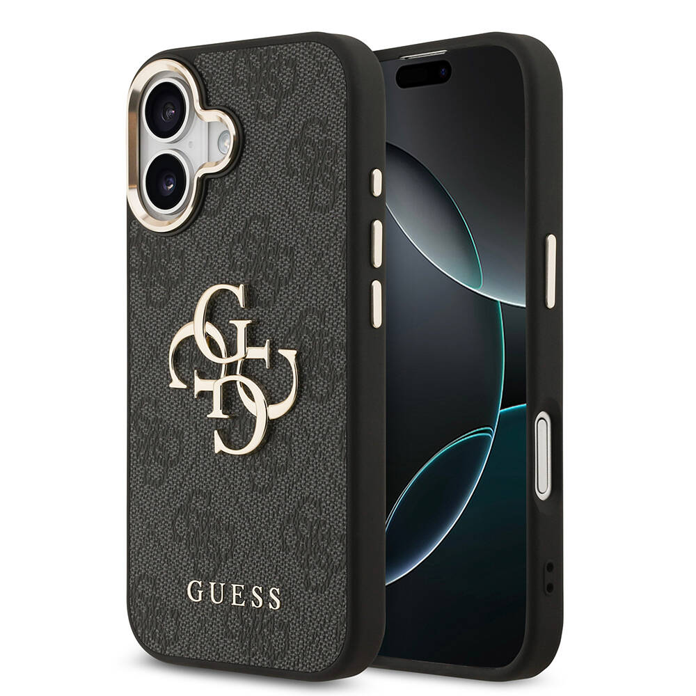 Apple iPhone 17 Kılıf Guess Orjinal Lisanslı Gold Metal Kamera Çerçeveli 4G Desenli Metal Büyük 4G ve Yazı Logolu Kapak - 3