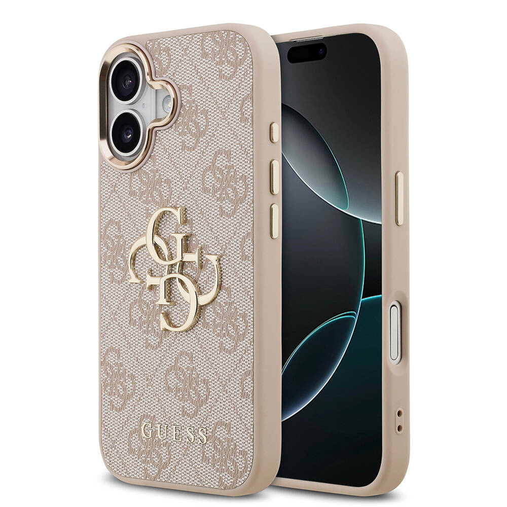 Apple iPhone 17 Kılıf Guess Orjinal Lisanslı Gold Metal Kamera Çerçeveli 4G Desenli Metal Büyük 4G ve Yazı Logolu Kapak - 2